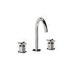 Emporio Bagno Tech X 3 Hole Deck Mounted Basin Mixer Tap - Inox